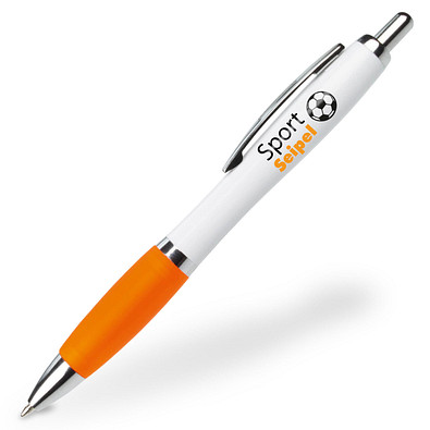 LANCE® Kugelschreiber Milano, blaue Mine, weiß/orange